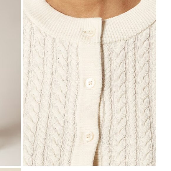 J.Crew Cable-knit crewneck cardigan in merino wool NWOT  Ivory Lace XS. NWT - Picture 3 of 6